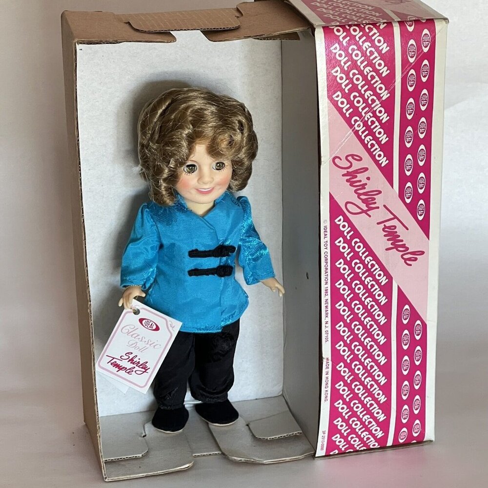Vintage SHIRLEY TEMPLE 8" DOLL 1982 Ideal Asian Outfit Blue Black Box Tag